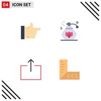 paquete de 4 iconos planos creativos de herramientas de flecha de limpieza de geometría hecha elementos de diseño vectorial editables vector