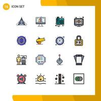 Pack of 16 Modern Flat Color Filled Lines Signs and Symbols for Web Print Media such as internet construction graph computer call Editable Creative Vector Design Elements