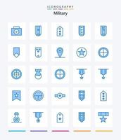 paquete de iconos azules militares creativos 25 como logro. rango. rango. militar. diamantes vector