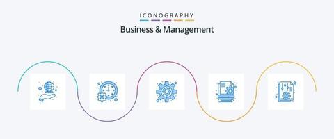 Business And Management Blue 5 Icon Pack Including office. document. time. seo. content vector