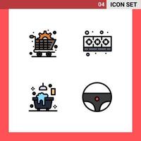 Mobile Interface Filledline Flat Color Set of 4 Pictograms of art bathroom gear food shower Editable Vector Design Elements