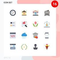 Universal Icon Symbols Group of 16 Modern Flat Colors of profiles accounts play garden gate Editable Pack of Creative Vector Design Elements