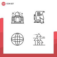 4 Universal Filledline Flat Colors Set for Web and Mobile Applications building application india paper web Editable Vector Design Elements