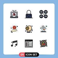 Universal Icon Symbols Group of 9 Modern Filledline Flat Colors of financier broker parental support help Editable Vector Design Elements