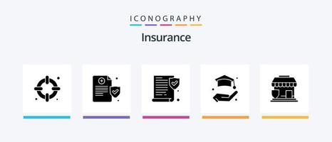 Insurance Glyph 5 Icon Pack Including . shop. policy. security. insurance. Creative Icons Design vector