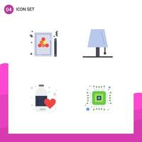 Modern Set of 4 Flat Icons and symbols such as snooker lightning billiards interior fitness health Editable Vector Design Elements