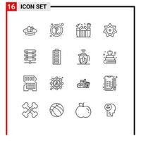 Modern Set of 16 Outlines Pictograph of month islam support holy box Editable Vector Design Elements