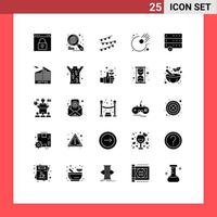 Pictogram Set of 25 Simple Solid Glyphs of data meteor decorations astronomy birthday Editable Vector Design Elements