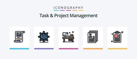 Task And Project Management Line Filled 5 Icon Pack Including road. direction . north. board . startup. Creative Icons Design vector