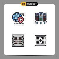 4 Creative Icons Modern Signs and Symbols of globe construction pin server hosting drainage Editable Vector Design Elements