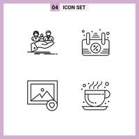 Modern Set of 4 Filledline Flat Colors Pictograph of insurance image life frame cafe Editable Vector Design Elements