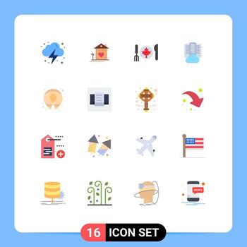 16 Thematic Vector Flat Colors and Editable Symbols of summer data hut center leaf Editable Pack of Creative Vector Design Elements