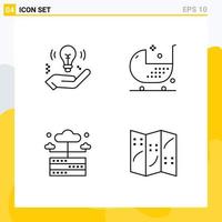 Group of 4 Filledline Flat Colors Signs and Symbols for business database bulb disease network Editable Vector Design Elements