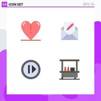 Universal Icon Symbols Group of 4 Modern Flat Icons of heart forward compose envelope resume Editable Vector Design Elements