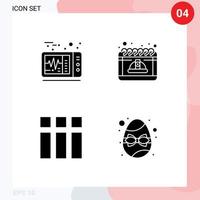 4 Universal Solid Glyph Signs Symbols of electrocardiogram frame calendar may layout Editable Vector Design Elements