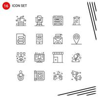 16 concepto de esquema para sitios web móviles y aplicaciones reciclar papelera médica mapa del sitio elementos de diseño vectorial editables vector