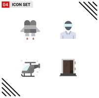 4 Flat Icon concept for Websites Mobile and Apps jet helicopter motion man door Editable Vector Design Elements