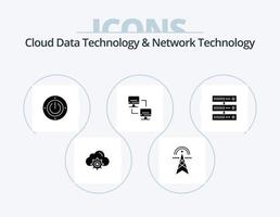 Cloud Data Technology And Network Technology Glyph Icon Pack 5 Icon Design. computing. computing. computing. network. computing vector