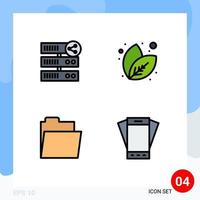 Universal Icon Symbols Group of 4 Modern Filledline Flat Colors of hosting folder server nature device Editable Vector Design Elements