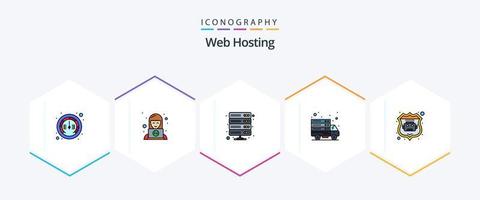 Web Hosting 25 FilledLine icon pack including internet bot. transfer. data. online. vpn vector