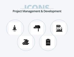 Project Management And Development Glyph Icon Pack 5 Icon Design. business. box. launch . mail box . letter box vector