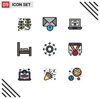 Group of 9 Filledline Flat Colors Signs and Symbols for arrow data laptop network people Editable Vector Design Elements