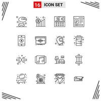 Universal Icon Symbols Group of 16 Modern Outlines of sign dollar cosmetic user interface Editable Vector Design Elements