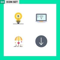 User Interface Pack of 4 Basic Flat Icons of brand insurance idea computer secure Editable Vector Design Elements