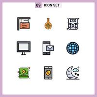 Universal Icon Symbols Group of 9 Modern Filledline Flat Colors of message tv target television appliances Editable Vector Design Elements