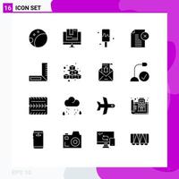 Modern Set of 16 Solid Glyphs and symbols such as engineering carpenter ice office delete note Editable Vector Design Elements