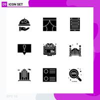 Set of 9 Modern UI Icons Symbols Signs for learning bubble window alert smartphone Editable Vector Design Elements