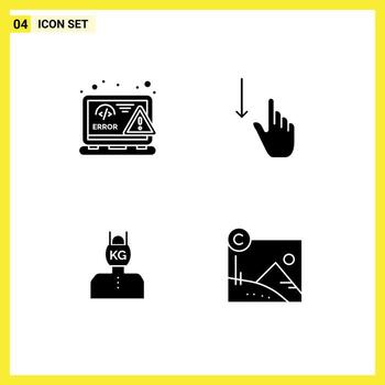 conjunto de 4 paquetes comerciales de glifos sólidos para codificar elementos de diseño vectorial editables de la vida del dedo web de la mano vector