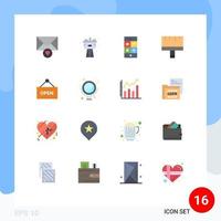 Set of 16 Modern UI Icons Symbols Signs for sign open math tools brush Editable Pack of Creative Vector Design Elements