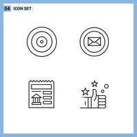 Pictogram Set of 4 Simple Filledline Flat Colors of eye ui target chat favorites Editable Vector Design Elements