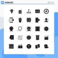 25 Thematic Vector Solid Glyphs and Editable Symbols of workflow scheme radio data architecture algorithm Editable Vector Design Elements