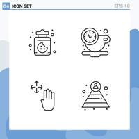 4 Creative Icons Modern Signs and Symbols of dessert up break time career Editable Vector Design Elements