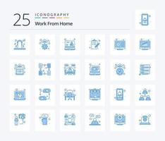 Work From Home 25 Blue Color icon pack including communication. task. recording. done. web vector