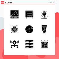 Set of 9 Modern UI Icons Symbols Signs for app target desert look eye Editable Vector Design Elements