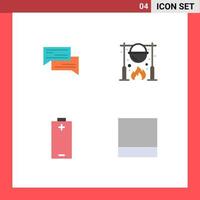 Pack of 4 Modern Flat Icons Signs and Symbols for Web Print Media such as chat picnic communication speech cooking Editable Vector Design Elements