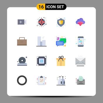 Flat Color Pack of 16 Universal Symbols of education signal design wifi cloud Editable Pack of Creative Vector Design Elements