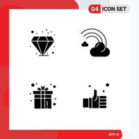 4 Creative Icons Modern Signs and Symbols of diamond box cloud line game Editable Vector Design Elements