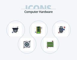 paquete de iconos lleno de línea de hardware de computadora 5 diseño de iconos. cámara. video. audio. hardware. tarjeta vector