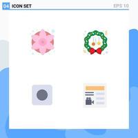 Pack of 4 Modern Flat Icons Signs and Symbols for Web Print Media such as colorful flowers app generic flower wreath maximize Editable Vector Design Elements