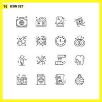 Set of 16 Vector Outlines on Grid for gravitational field cinema cosmos exam paper Editable Vector Design Elements