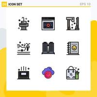 Universal Icon Symbols Group of 9 Modern Filledline Flat Colors of office crash ax car accident Editable Vector Design Elements