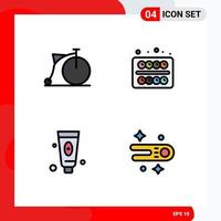 Pack of 4 Modern Filledline Flat Colors Signs and Symbols for Web Print Media such as bicycle cosmetic wheel school foam Editable Vector Design Elements