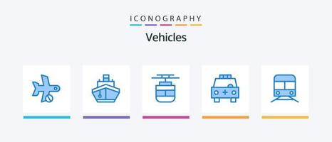 Paquete de 5 iconos azules de vehículos que incluye transporte. auto. transportación. ambulancia. transportación. diseño de iconos creativos vector