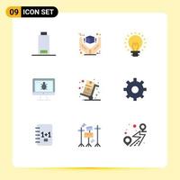 9 iconos creativos signos y símbolos modernos de venta pantalla de bombilla de seguridad monitor elementos de diseño vectorial editables vector