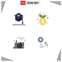 4 Universal Flat Icons Set for Web and Mobile Applications education pollution student growth internet Editable Vector Design Elements