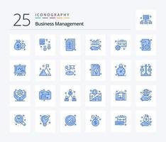 gestión empresarial paquete de 25 iconos de color azul que incluye maletín. grafico. Finanzas. administración. administración vector